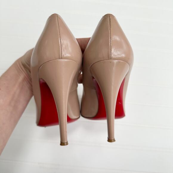 Christian Louboutin Decollete 868 Leather Pumps Nude Beige Round Toe Red 37.5 - Picture 8 of 8